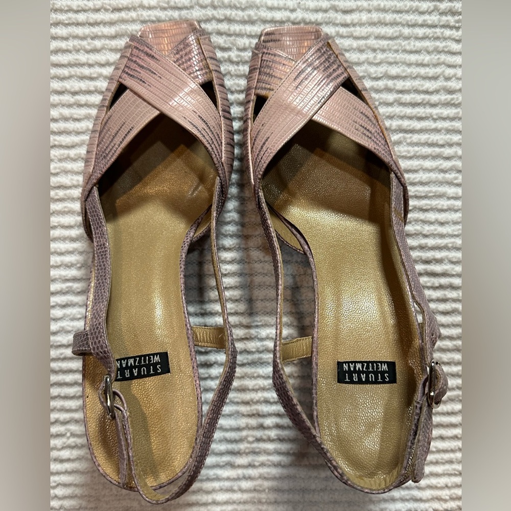 Stuart Weitzman Snakeskin Strappy High Heel Sanda… - image 1